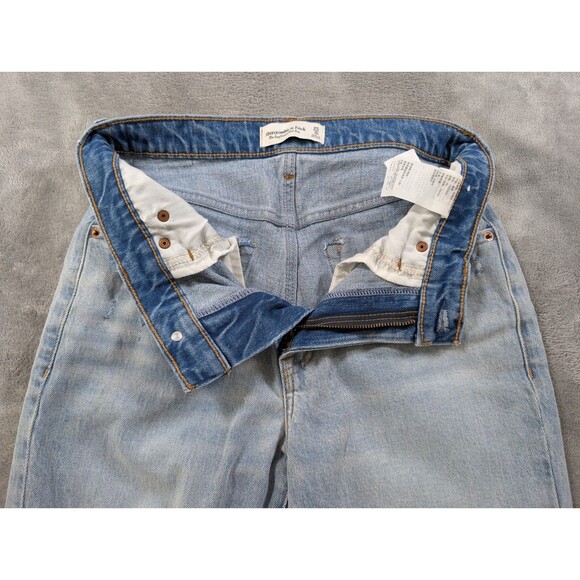 Abercrombie & Fitch Boyfriend Jeans Womens 25/0 Mid Rise Distressed Raw Hem Blue - Picture 6 of 12